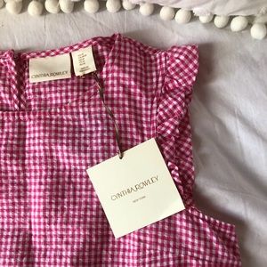 💕 Cynthia Rowley Pink gingham ruffled blouse!